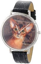 Whimsical es T0120033 Unisex Abyssinian Cat Black Leather And Silvertone Photo