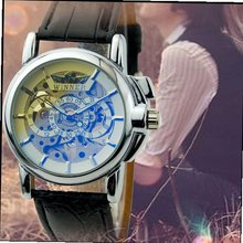 Personality Fashion Dial Male High-quality Leather Strap Analog Display Automatic Mechanical Movement Hot Sale Newest Style WY8054 White Color