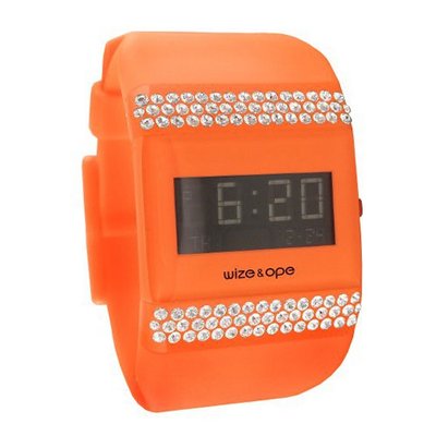 uWize and Ope Wize & Ope Unisex All Over Strass Digital WO-ALL-12S with Orange Dial and Touch Screen 