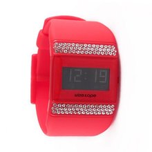 Wize & Ope Unisex All Over Strass Digital WO-ALL-6S with Red Dial and Touch Screen