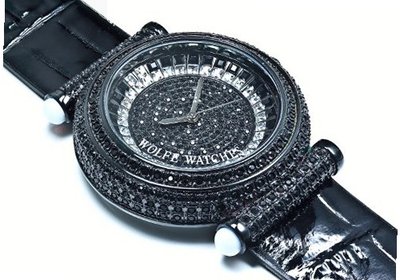 uWolfe Watches Bling Black and Clear for  and 