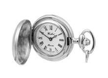 Woodford Ladies Chrome Finished Full Hunter Quartz Analogue 1235 with Chain and Roman Dial (Suitable for Engraving)