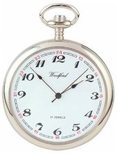 Woodford Mechanical Open-face Pocket , 1023, Chrome-Finished Arabic Dial with Chain (Suitable for Engraving)
