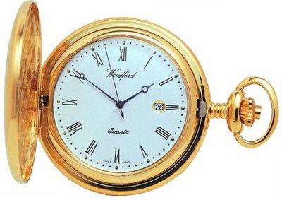 Woodford Quartz Full-Hunter Pocket , 1207, Gold-Plated with Chain (Suitable for Engraving)