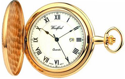 Woodford Quartz Full-Hunter Pocket , 1210, Gold-Plated with Chain (Suitable for Engraving)