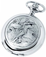 Woodford Quartz Pocket , 1881/Q, Chrome-Finished Golfing Pattern with Chain (Suitable for Engraving)