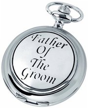 Woodford Quartz Pocket , 1886/Q, Chrome-Finished Father of the Groom Pattern with Chain (Suitable for Engraving)