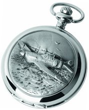 Woodford Quartz Pocket , 1892/Q, Chrome-Finished Hurricane Fighter Pattern with Chain (Suitable for Engraving)