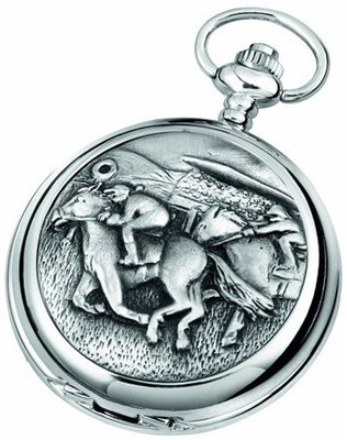 Woodford Quartz Pocket , 1915/Q, Chrome-Finished Horse Racing Pattern with Chain (Suitable for Engraving)