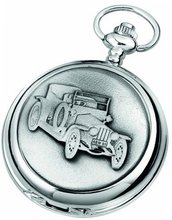 Woodford Quartz Pocket , 1916/Q, Chrome-Finished Rolls Royce Silver Ghost Pattern with Chain (Suitable for Engraving)