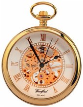 Woodford Skeleton Open-Face Pocket , 1030, Gold-Plated Roman Dial with Chain (Suitable for Engraving)