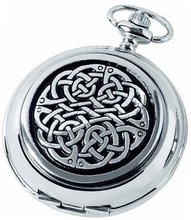 Woodford Skeleton Pocket , 1873/Sk, Chrome-Finished Never Ending Knot Pattern with Chain (Suitable for Engraving)