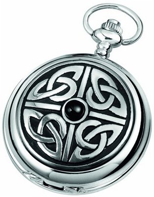Woodford Skeleton Pocket , 1908/SK, Chrome-Finished Celtic Knotwork Pattern with Chain (Suitable for Engraving)