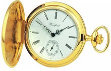 Woodford Swiss-Made Full-Hunter Pocket , 1016, Deep Gold-Plated Separate Second-Hand Dial with Chain (Suitable for Engraving)