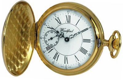 Woodford Swiss-Made Mechanical Full-Hunter Pocket , 1057, Deep Gold-Plated Separate Second-Hand Dial with Chain (Suitable for Engraving)