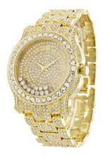 uXanadu Totally Iced Out Pave Floating Crystal Gold Tone Hip Hop Bling Bing 