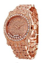 uXanadu Totally Iced Out Pave Floating Crystal Rose Gold Tone Hip Hop Bling Bing 