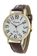 Xanadu Ladies Gold Tone Case Brown Leather with Easy to Read Dial