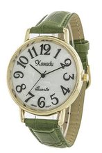 Xanadu Ladies Gold Tone Case Green Leather with Easy to Read Dial