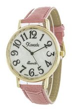 Xanadu Ladies Gold Tone Case Pink Leather with Easy to Read Dial
