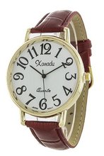 Xanadu Ladies Gold Tone Case Red Leather with Easy to Read Dial
