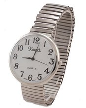 Xanadu Ladies Stretch Band Silver Tone with Easy to Read Dial