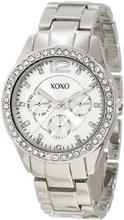 XOXO XO5476 Silver-Tone Bracelet With Rhinestones Accent Bezel