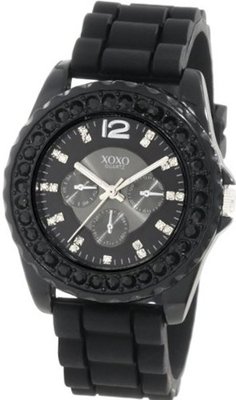 XOXO XO8041 Rhinestone Accent Black Silicone Strap