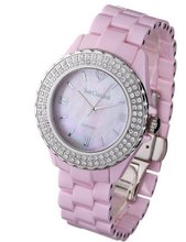Yves Camani Nancy Quartz with Mother of Pearl Dial Analogue Display and Pink Ceramic Bracelet YC1011-A