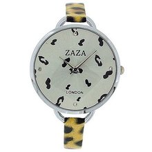Zaza London Black & Gold Leopard Design Silver Dial Ladies Fashion LLB872