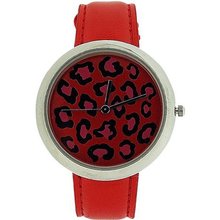 Zaza London Leopard Dial Red Leather Strap Ladies LLB851