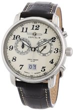 Zeppelin Chronograph Large Date Brown Leather Strap With Cream Dial