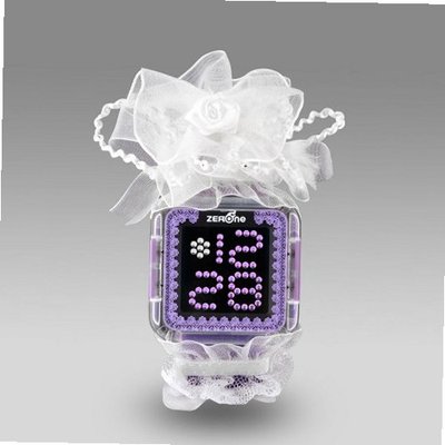 Zerone Lolita Clear Purple Swarovski crystal Digital (White Lace)