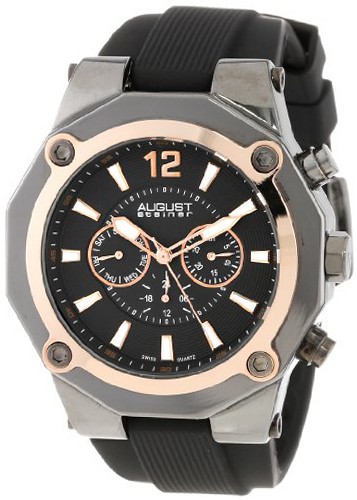 August Steiner AS8080RG Swiss Multi-Function Rose-Tone Silicone Strap ...